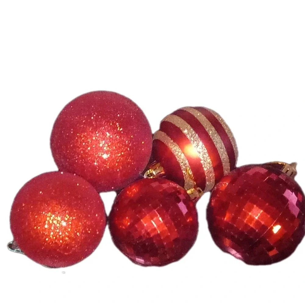 14 Red & Gold‎ Shatterproof Plastic Spiral Droplet Ball Christmas Tree Ornaments